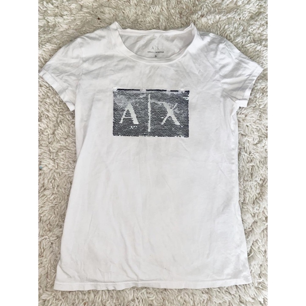 ARMANI EXCHANGE SLIM FIT LOGO SEQUIN T-SHIRT - Picture 7 of 9